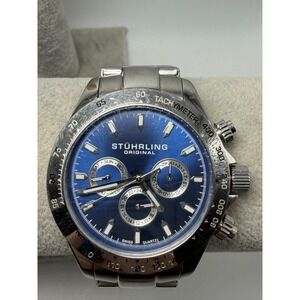Stuhrling Original RLH New Battery Mens Watch 43MM 8" Stainless Steel Blue Dial
